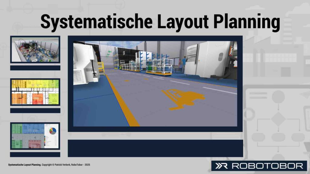 Visualisatie van productie lay-out optimalisatie en magazijn lay-out optimalisatie met materiaalstromen, block layout en magazijn indeling